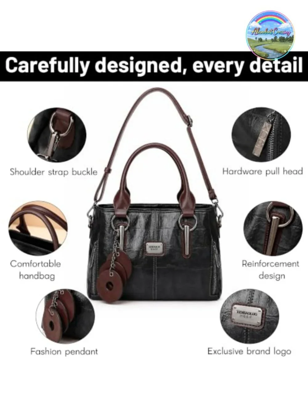 Vegan Leather Tote Bag for Women Satchel Shoulder Bag Travel Purse with
